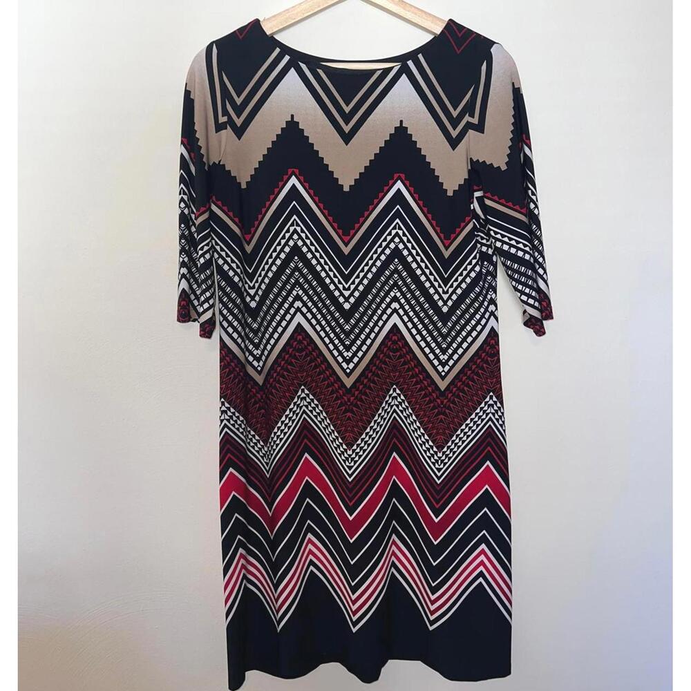 Studio One‎ Chevron Shift Dress Womens Medium Retro Mod 60s 70s Colorblock